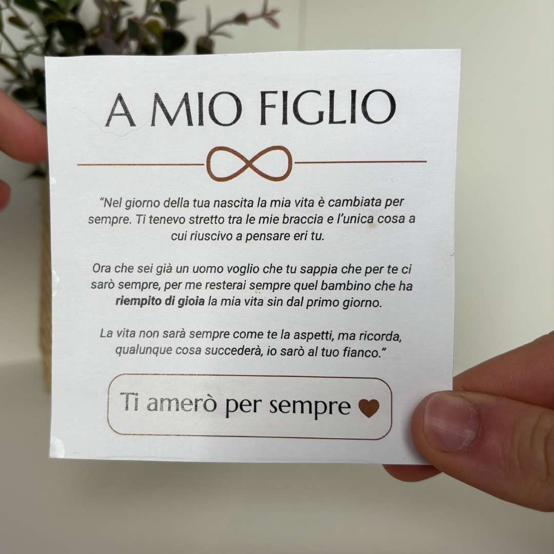 KM™ Bracciale ricordo "Per mio figlio" con dedica speciale