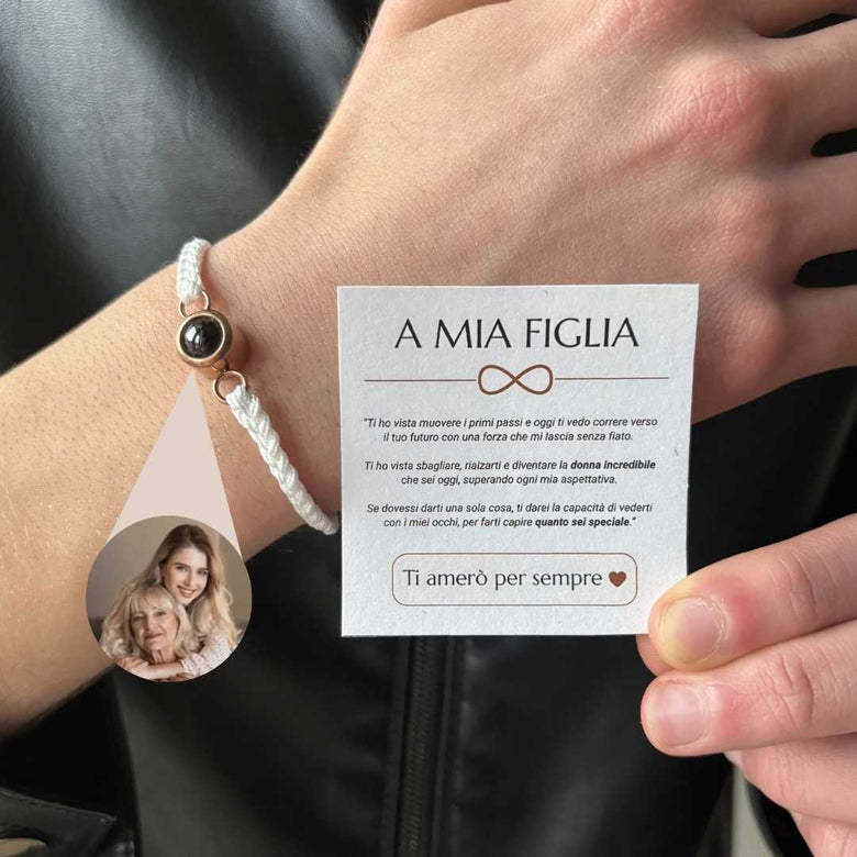 KM™ Bracciale ricordo "Per mia figlia" con dedica speciale