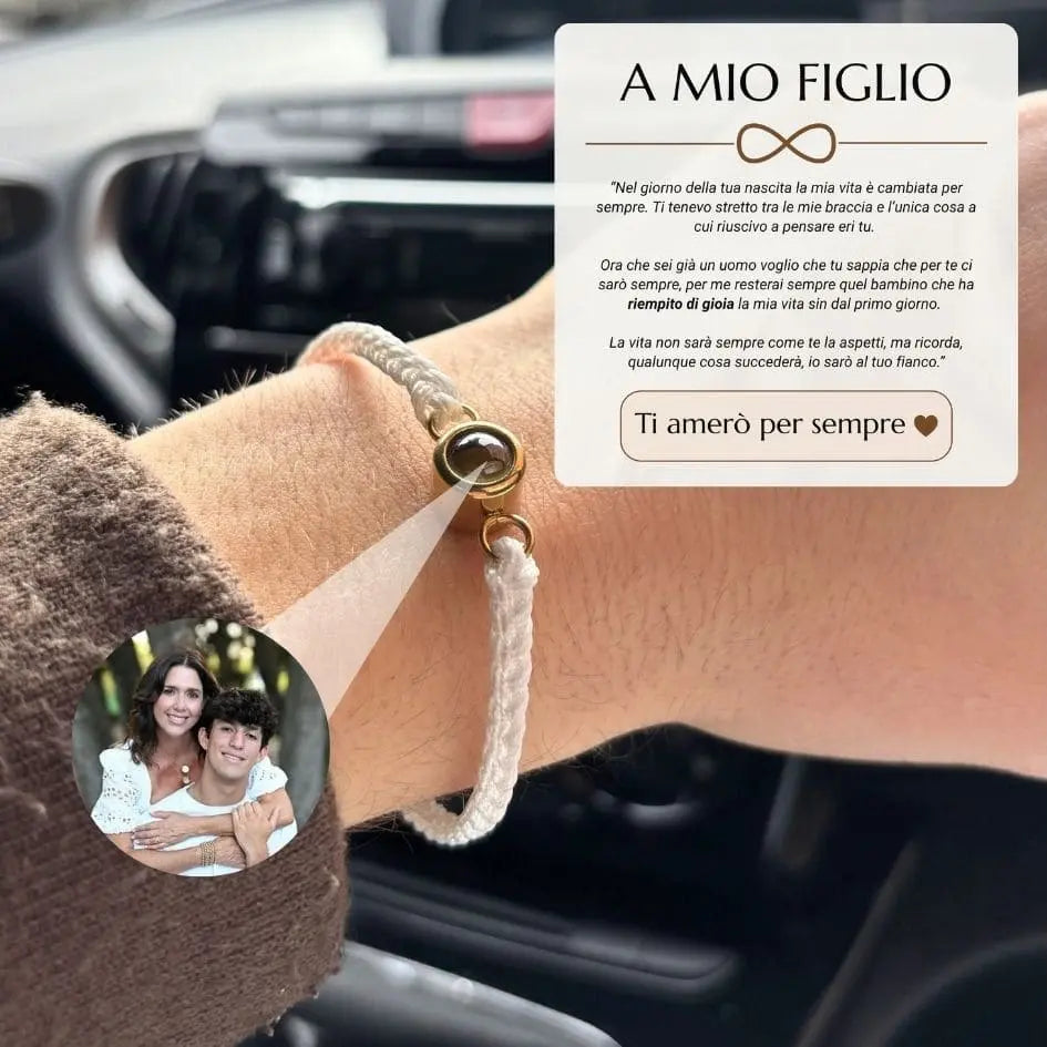 KM™ Bracciale ricordo "Per mio figlio" con dedica speciale