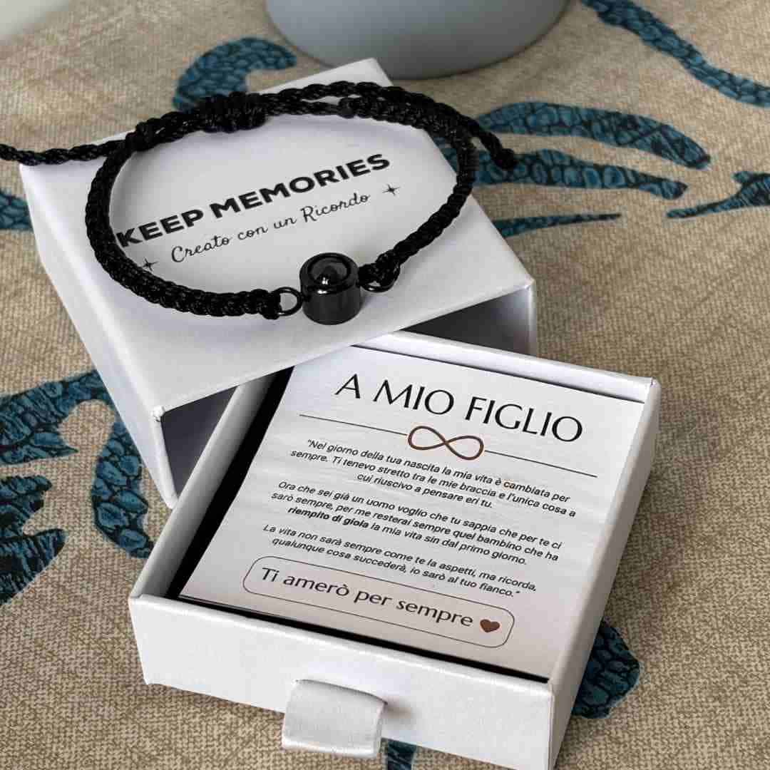 KM™ Bracciale ricordo "Per mio figlio" con dedica speciale