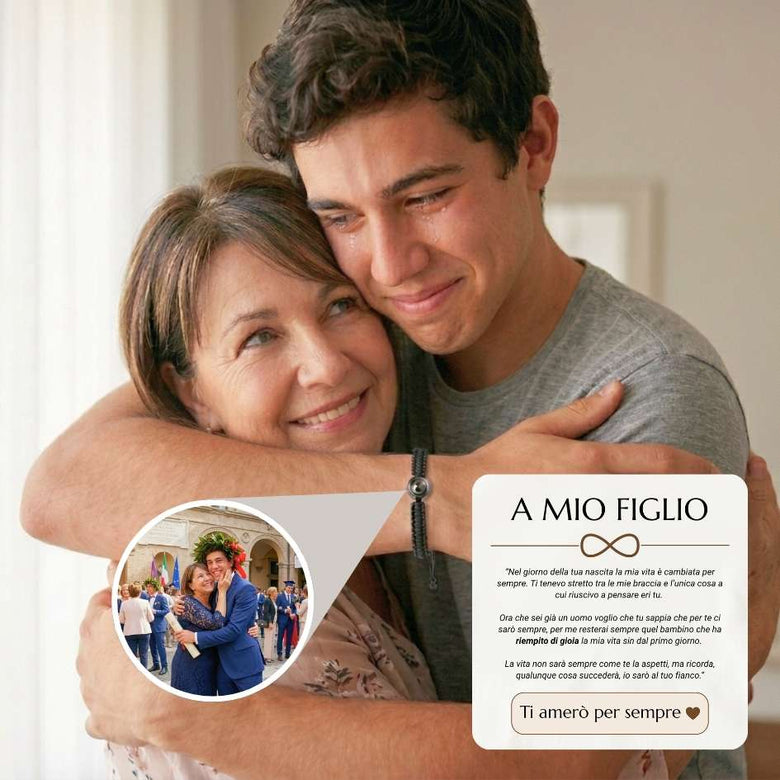 KM™ Bracciale ricordo "Per mio figlio" con dedica speciale
